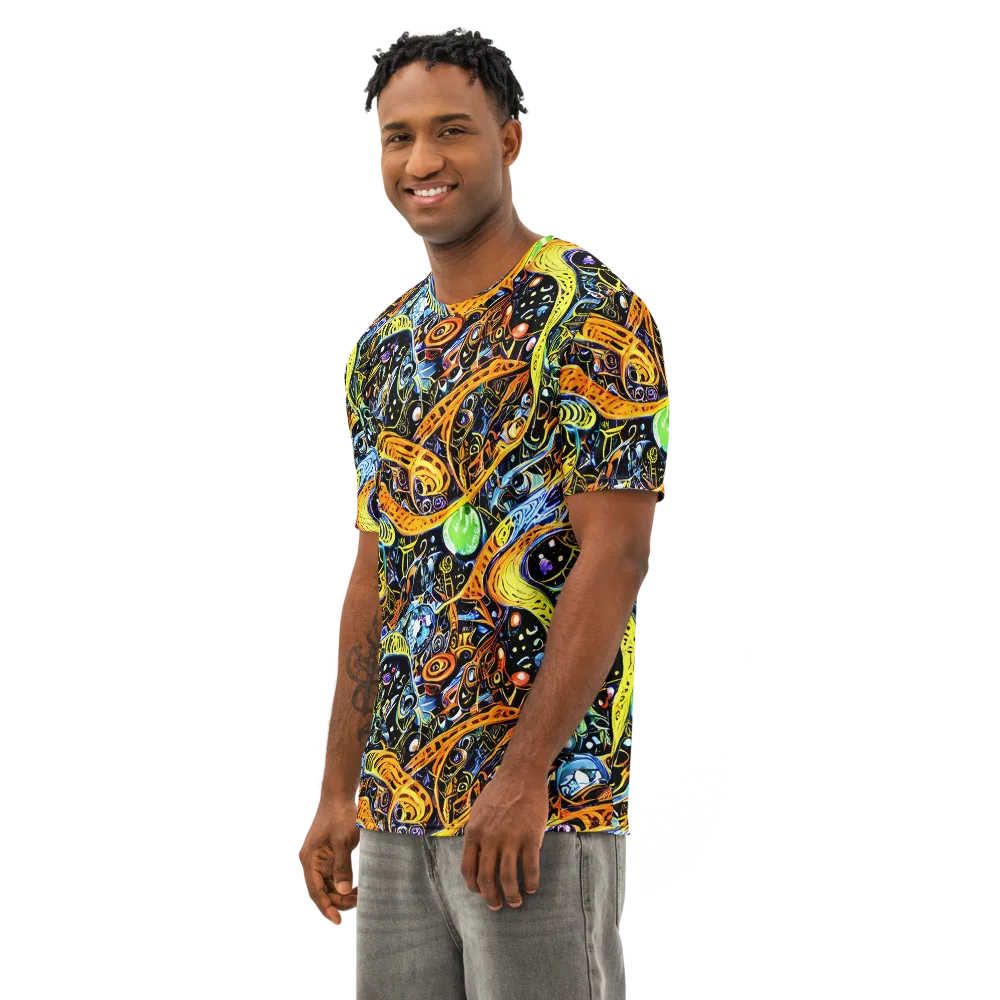 Blacklight Odyssey on Men's Cotton Crew Neck T-Shirt — Left Front