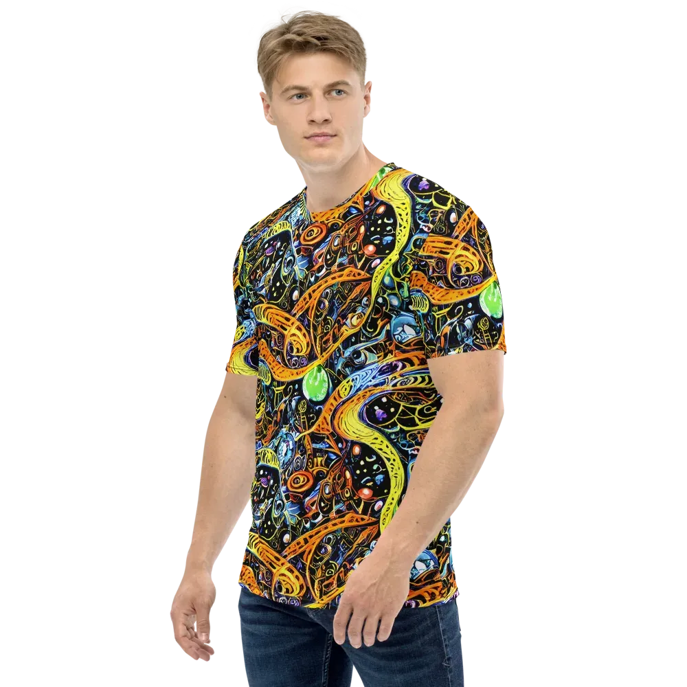 Blacklight Odyssey on Men's Crew Neck T-Shirt — Left