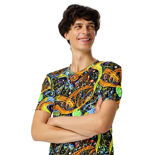 Blacklight Odyssey on a Men's Crew Neck T-Shirt