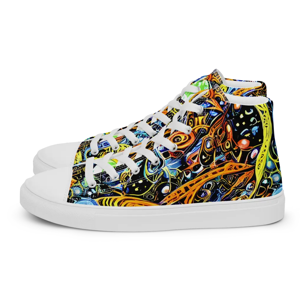 Blacklight Odyssey on Men's High Top Canvas Shoes — Left