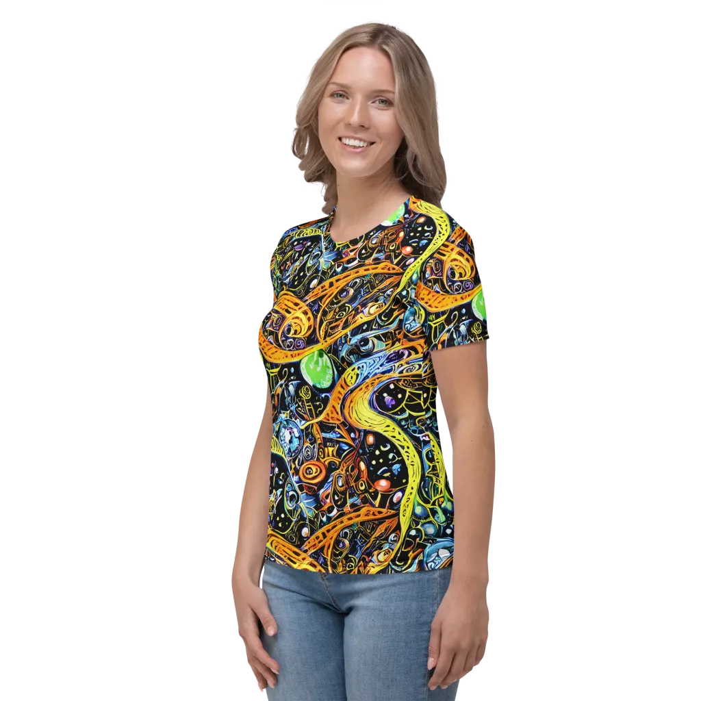 Blacklight Odyssey on Women's Crew Neck T-Shirt — Left