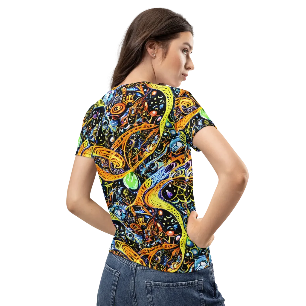 Blacklight Odyssey on Women's Crew Neck T-Shirt — Back
