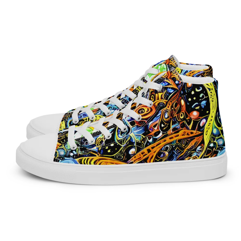 Blacklight Odyssey on Women's High Top Canvas Shoes — Left