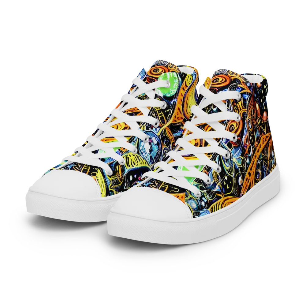 Blacklight Odyssey on Women's High Top Canvas Shoes — Left Front