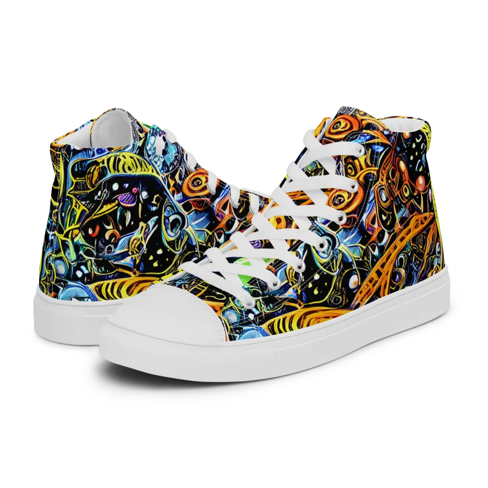 Blacklight Odyssey on Women's High Top Canvas Shoes — Left