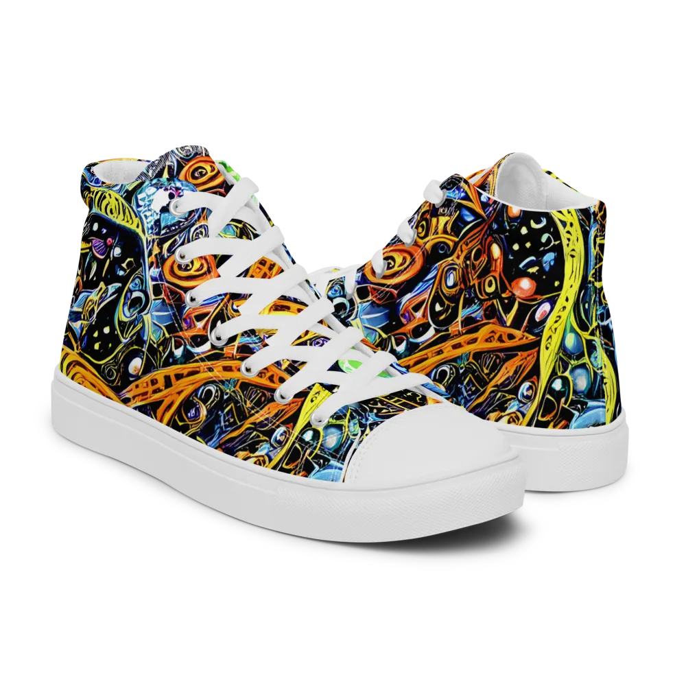 Blacklight Odyssey on Women's High Top Canvas Shoes — Right