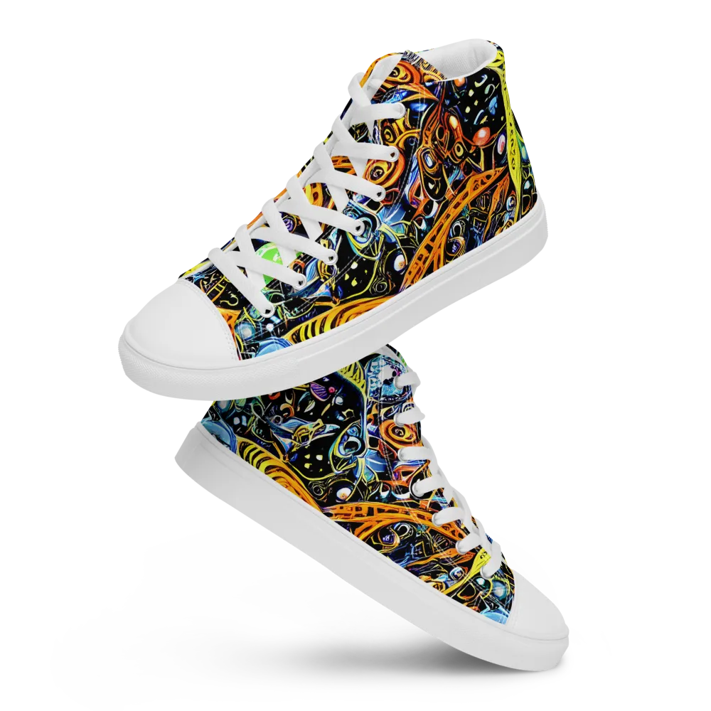 Blacklight Odyssey on Women's High Top Canvas Shoes — Front