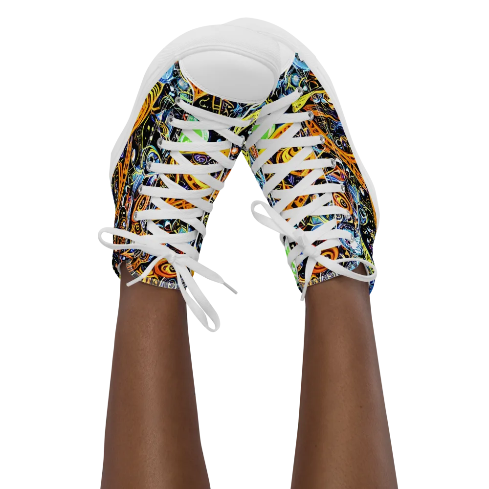 Blacklight Odyssey on Women's High Top Canvas Shoes — Front