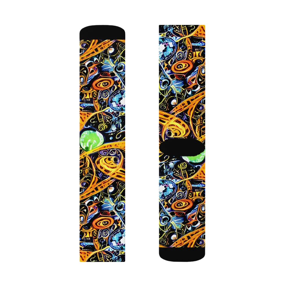 Blacklight Odyssey on Socks — Right Sock