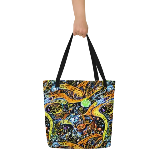 Blacklight Odyssey on a Large Tote Bag W/ Pocket