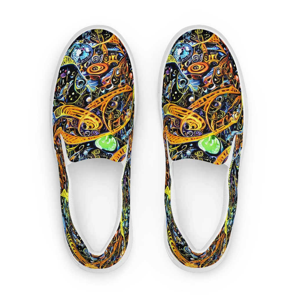 Blacklight Odyssey on Women's Slip-On Canvas Shoes — Front