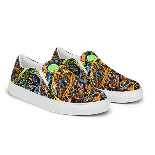 Blacklight Odyssey on a Women's Slip-On Canvas Shoes