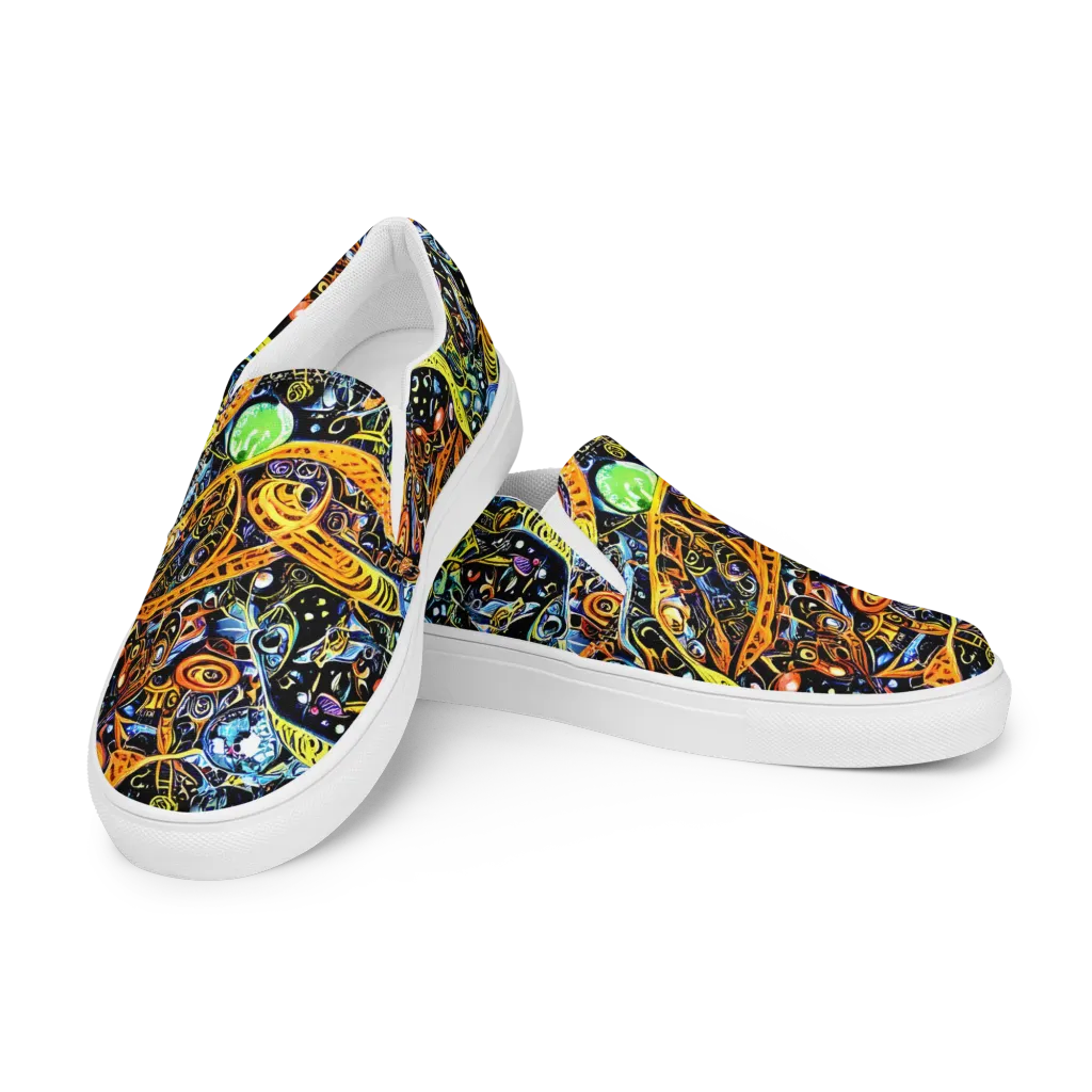 Blacklight Odyssey on Women's Slip-On Canvas Shoes — Left Front