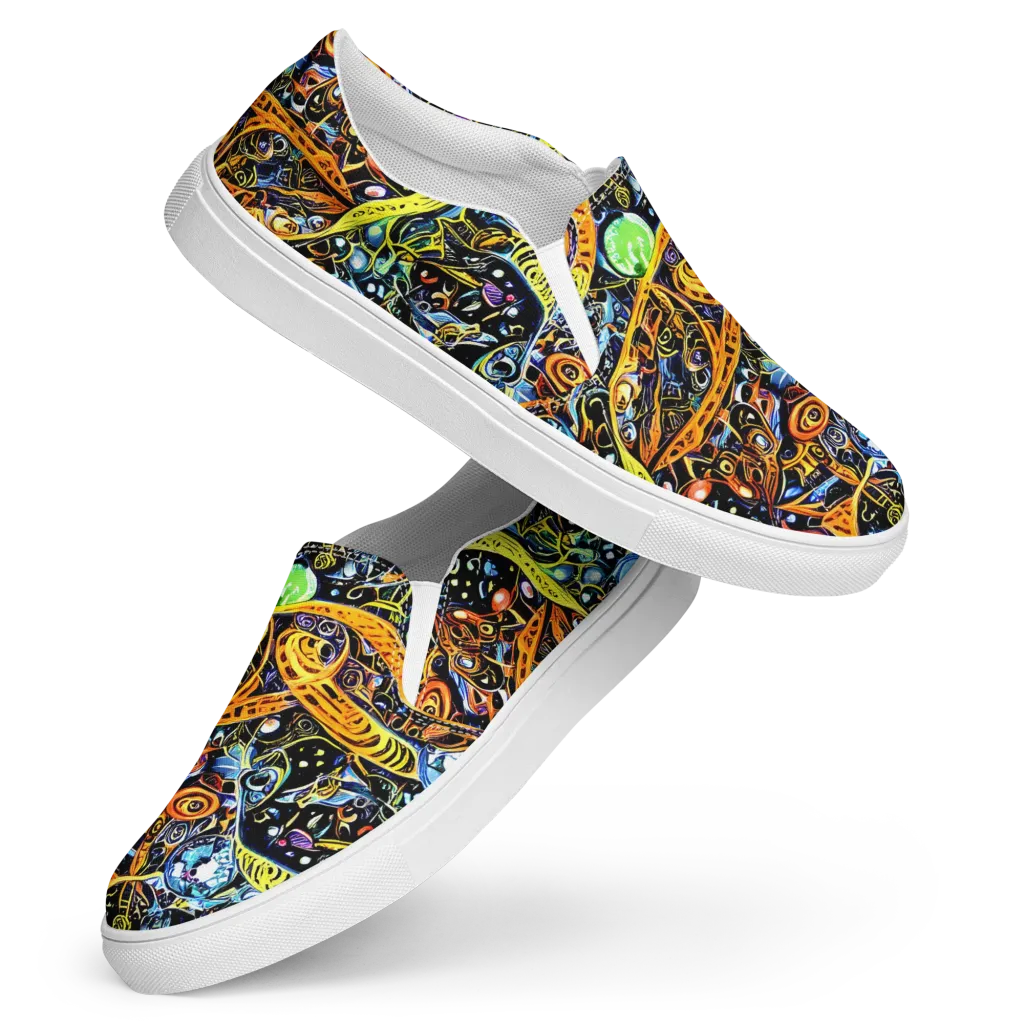 Blacklight Odyssey on Women's Slip-On Canvas Shoes — Front