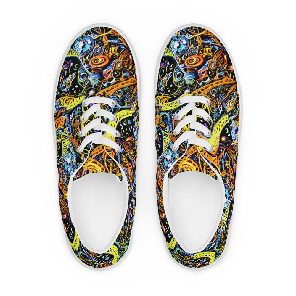 Blacklight Odyssey on Men's Lace-Up Canvas Shoes — Front
