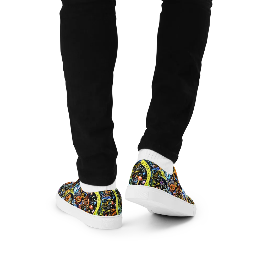Blacklight Odyssey on Men's Lace-Up Canvas Shoes — Back