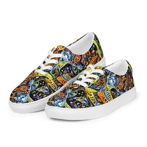 Blacklight Odyssey on a Men's Lace-Up Canvas Shoes