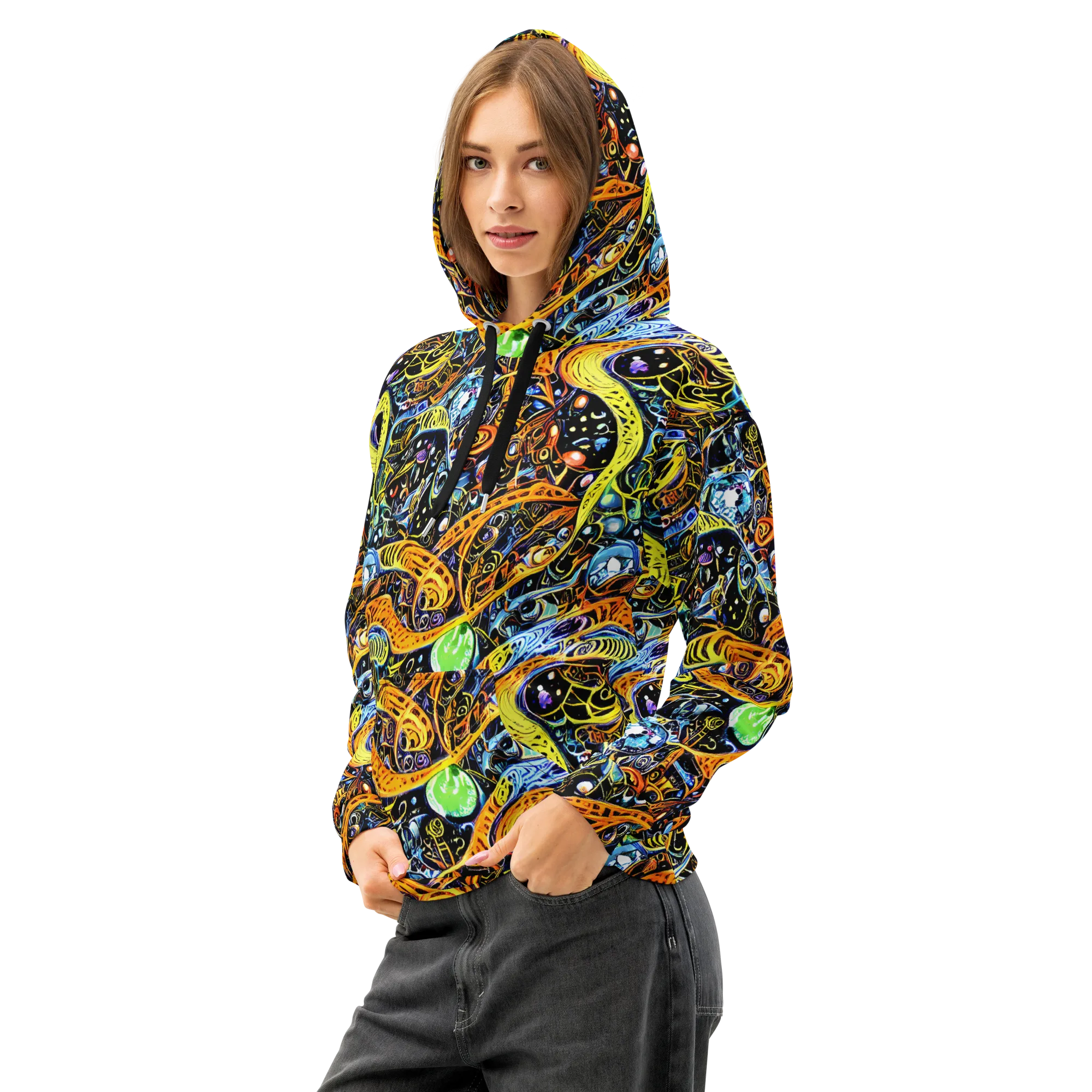 Blacklight Odyssey on Cotton Hoodie — Left Front