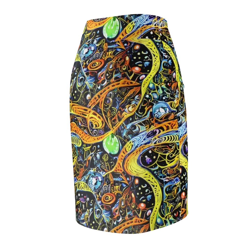 Blacklight Odyssey on Pencil Skirt — Back Side