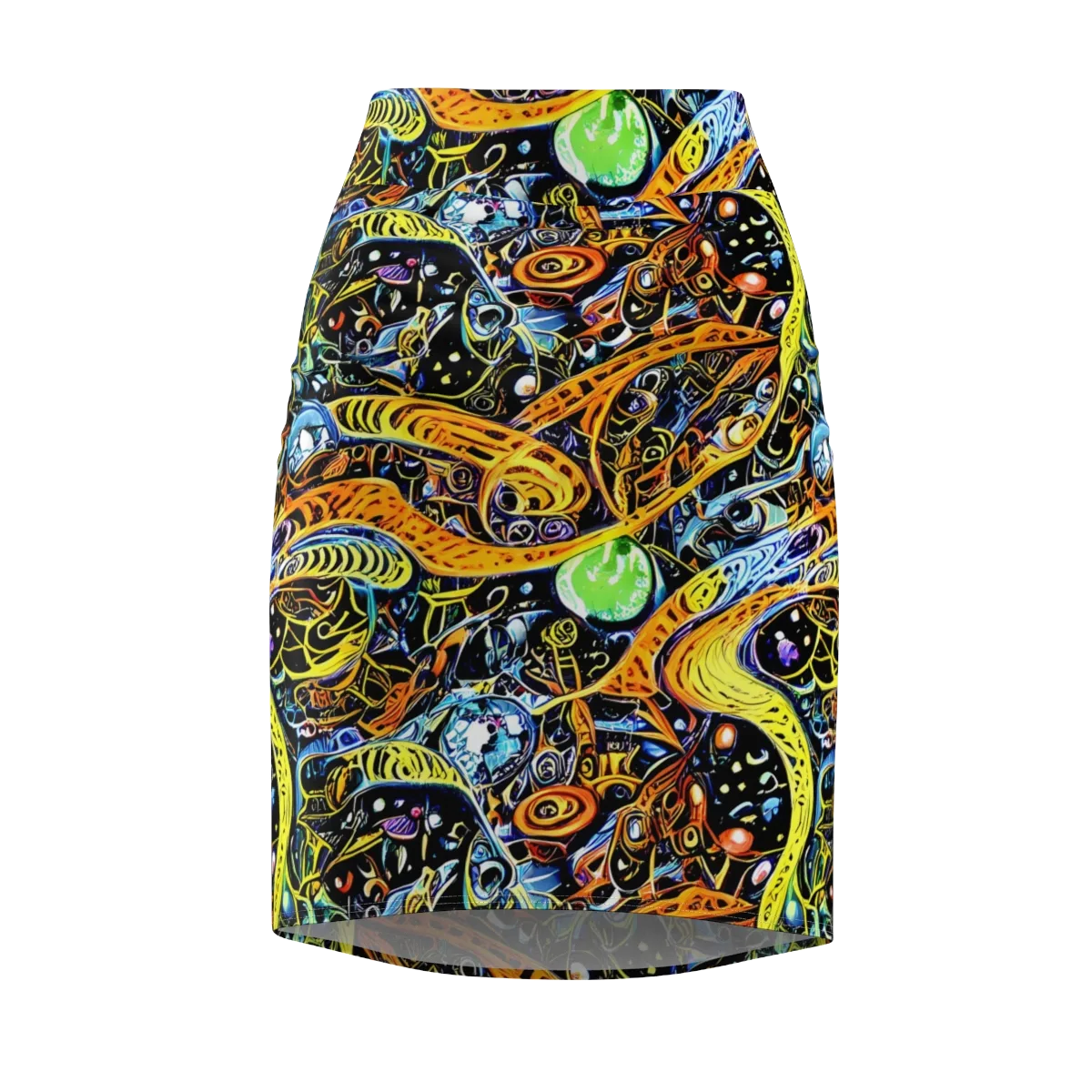 Blacklight Odyssey on Pencil Skirt — Front