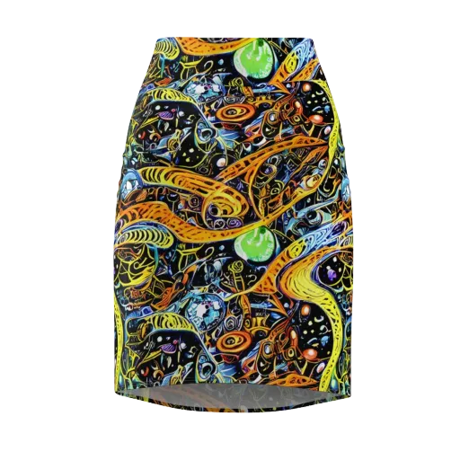 Blacklight Odyssey on a Pencil Skirt