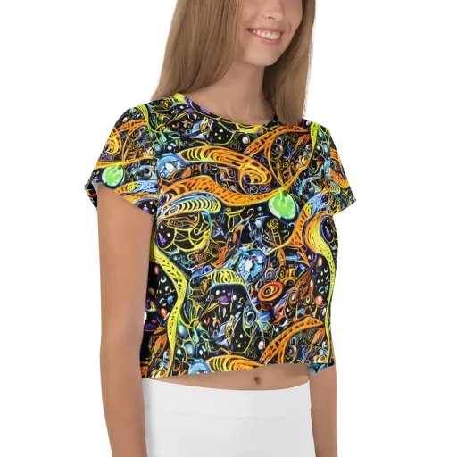 Blacklight Odyssey on a Crop Tee