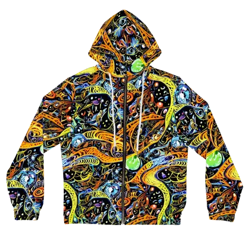 Blacklight Odyssey on a Women's Full-Zip Hoodie