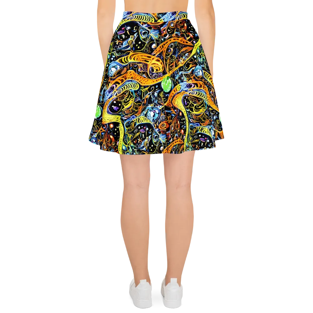 Blacklight Odyssey on Skater Skirt — Back