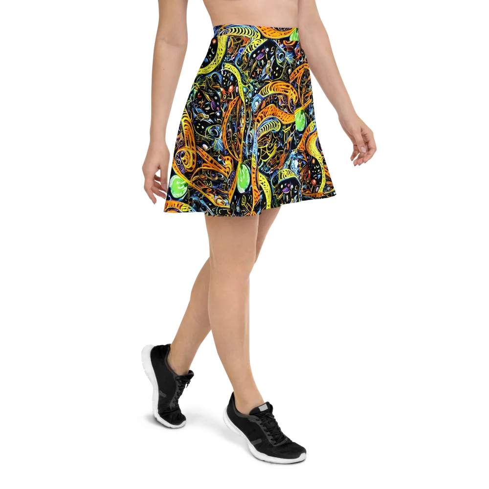 Blacklight Odyssey on Skater Skirt — Right