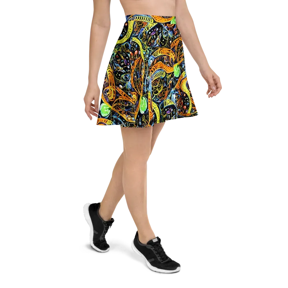 Blacklight Odyssey on Skater Skirt — Right