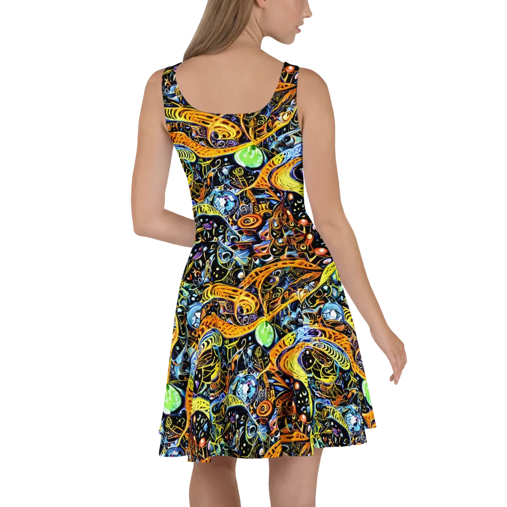 Blacklight Odyssey on Skater Dress — Back