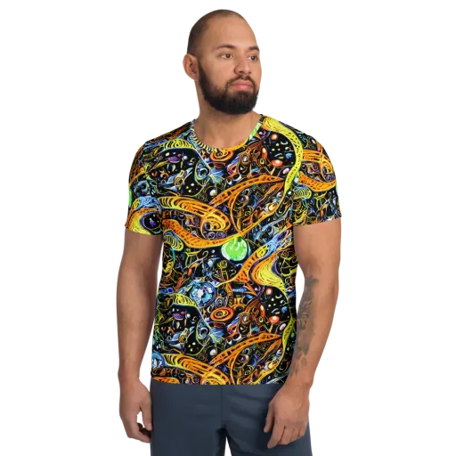 Blacklight Odyssey on a Men's Athletic T-Shirt