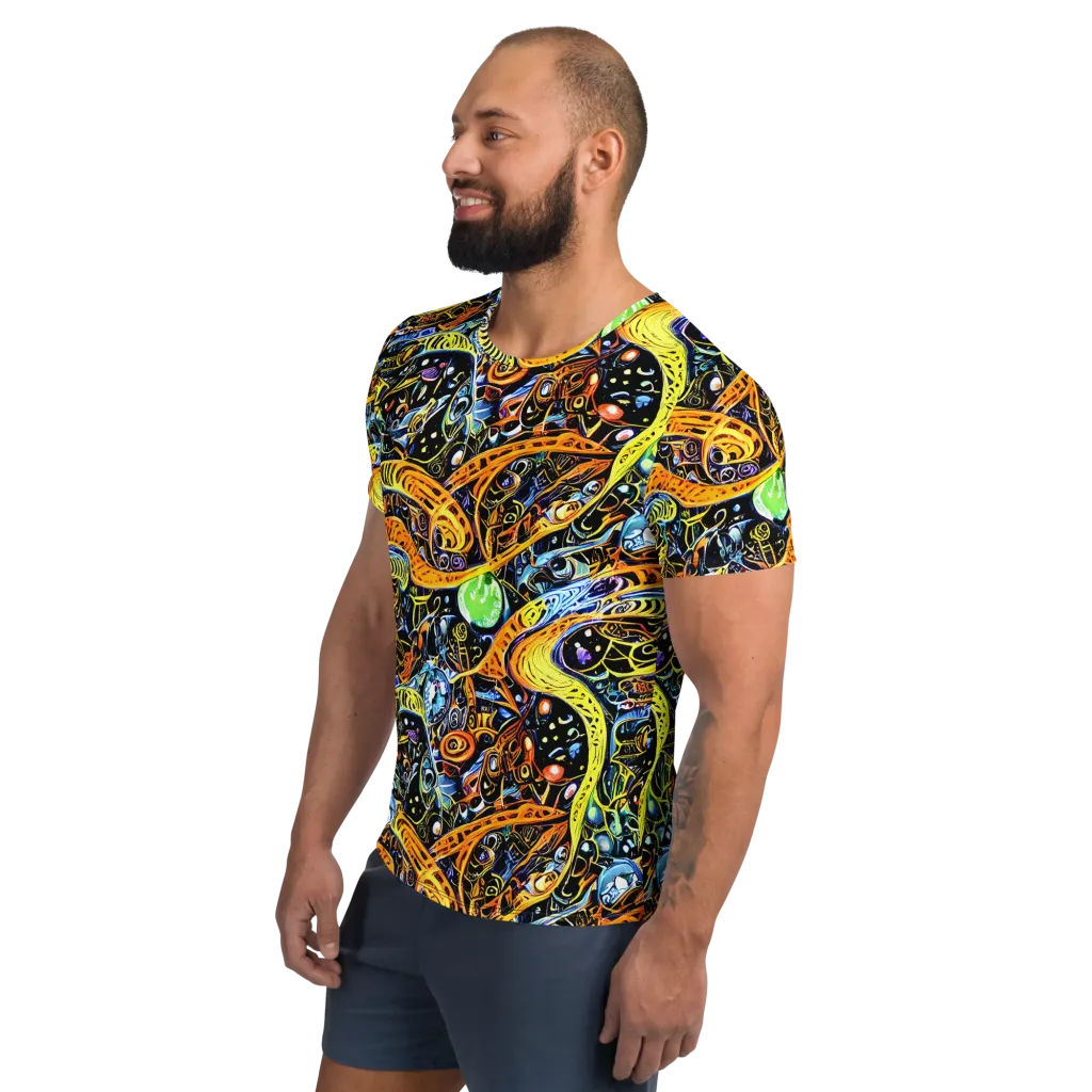 Blacklight Odyssey on Men's Athletic T-Shirt — Left