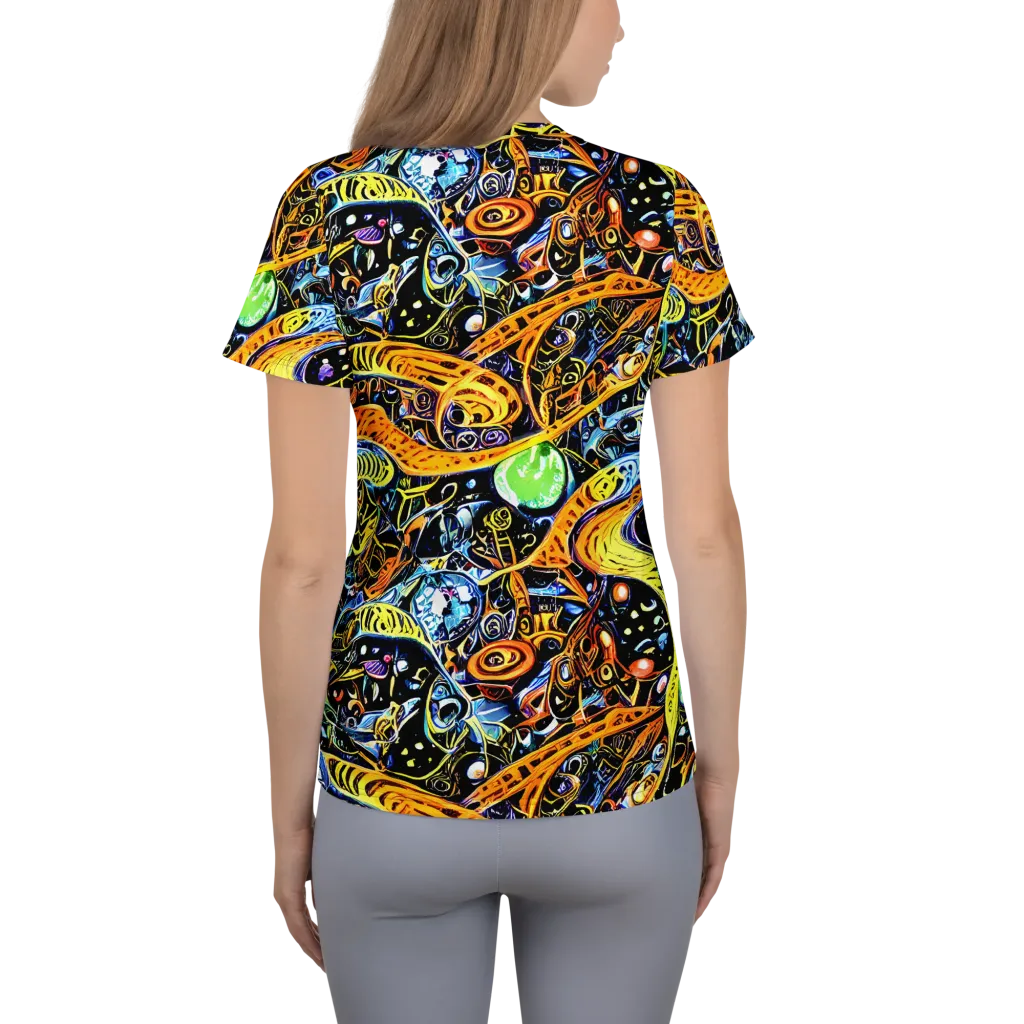 Blacklight Odyssey on Women's Athletic T-Shirt — Back