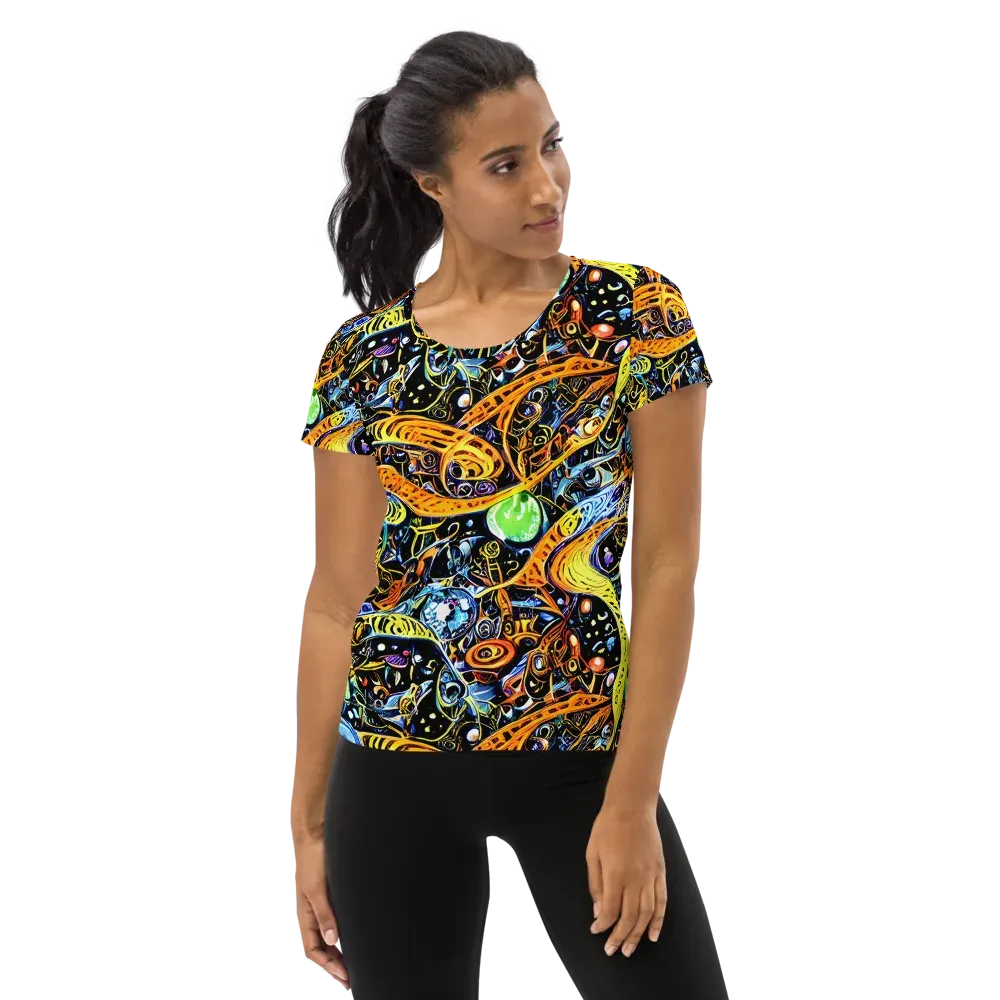 Blacklight Odyssey on Women's Athletic T-Shirt — Front