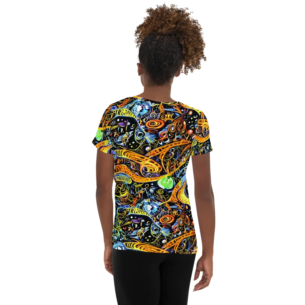 Blacklight Odyssey on Women's Athletic T-Shirt — Back