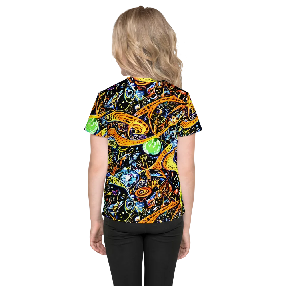 Blacklight Odyssey on Kids Crew Neck T-Shirt — Back