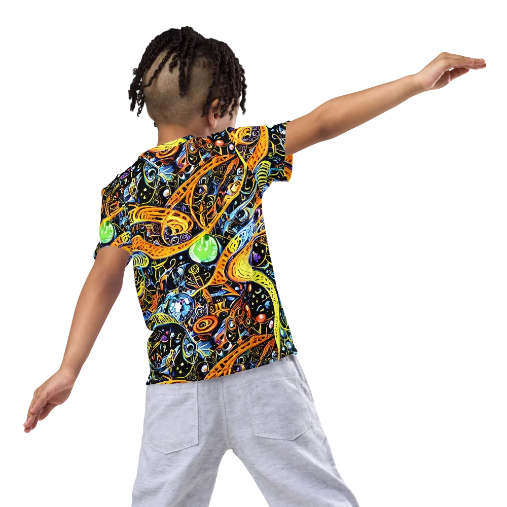 Blacklight Odyssey on Kids Crew Neck T-Shirt — Back