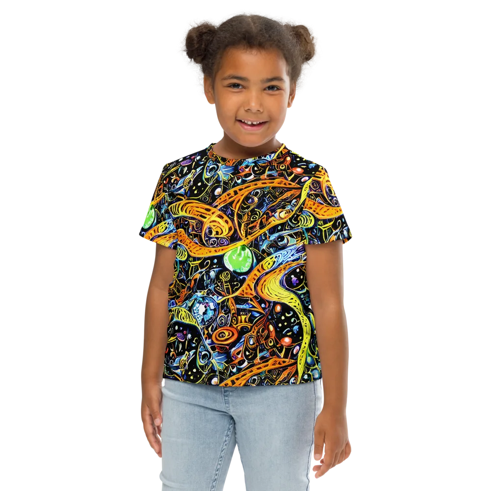 Blacklight Odyssey on Kids Crew Neck T-Shirt — Front