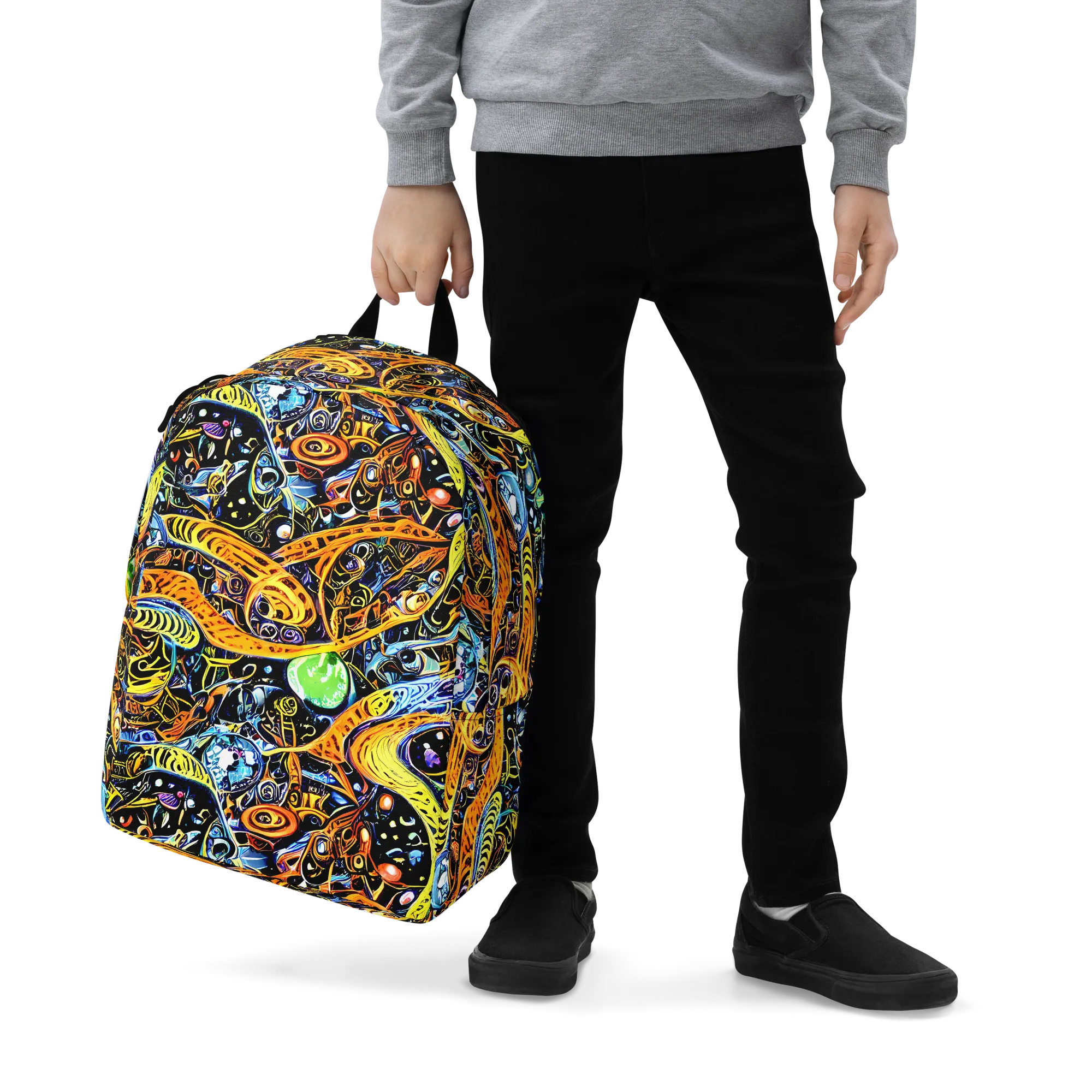 Blacklight Odyssey on Minimalist Backpack — Zoomed-in
