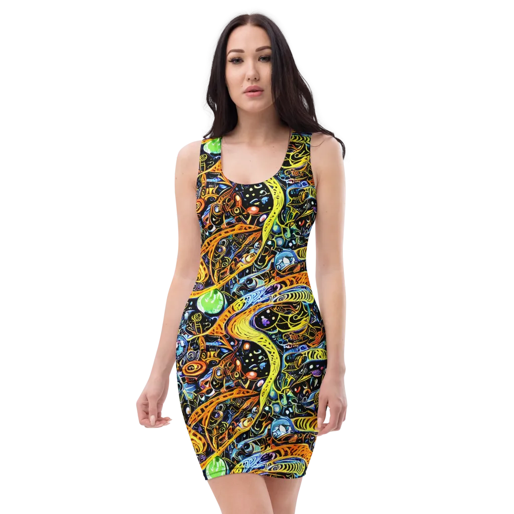 Blacklight Odyssey on Bodycon Dress — Front
