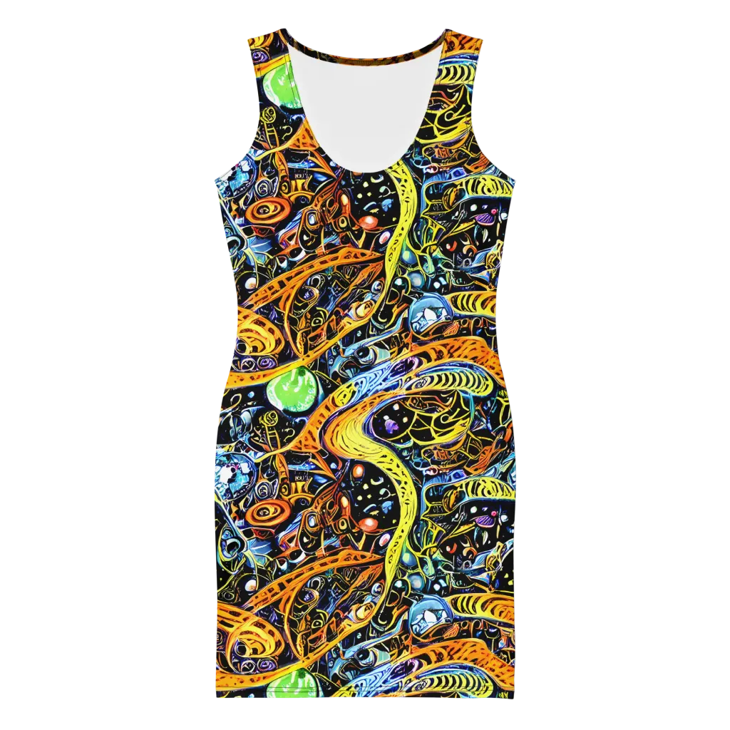Blacklight Odyssey on Bodycon Dress — Front