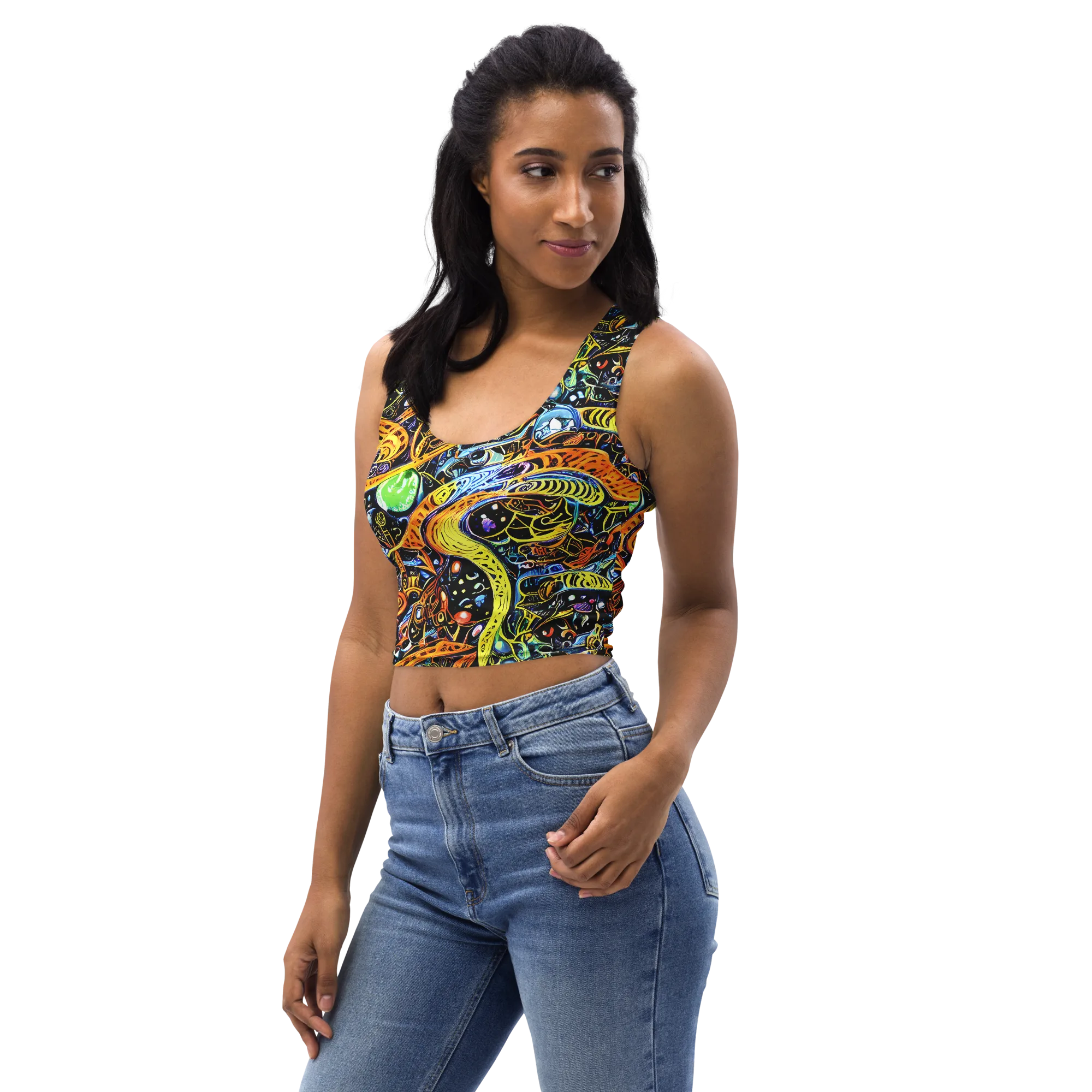 Blacklight Odyssey on Crop Top — Left Front