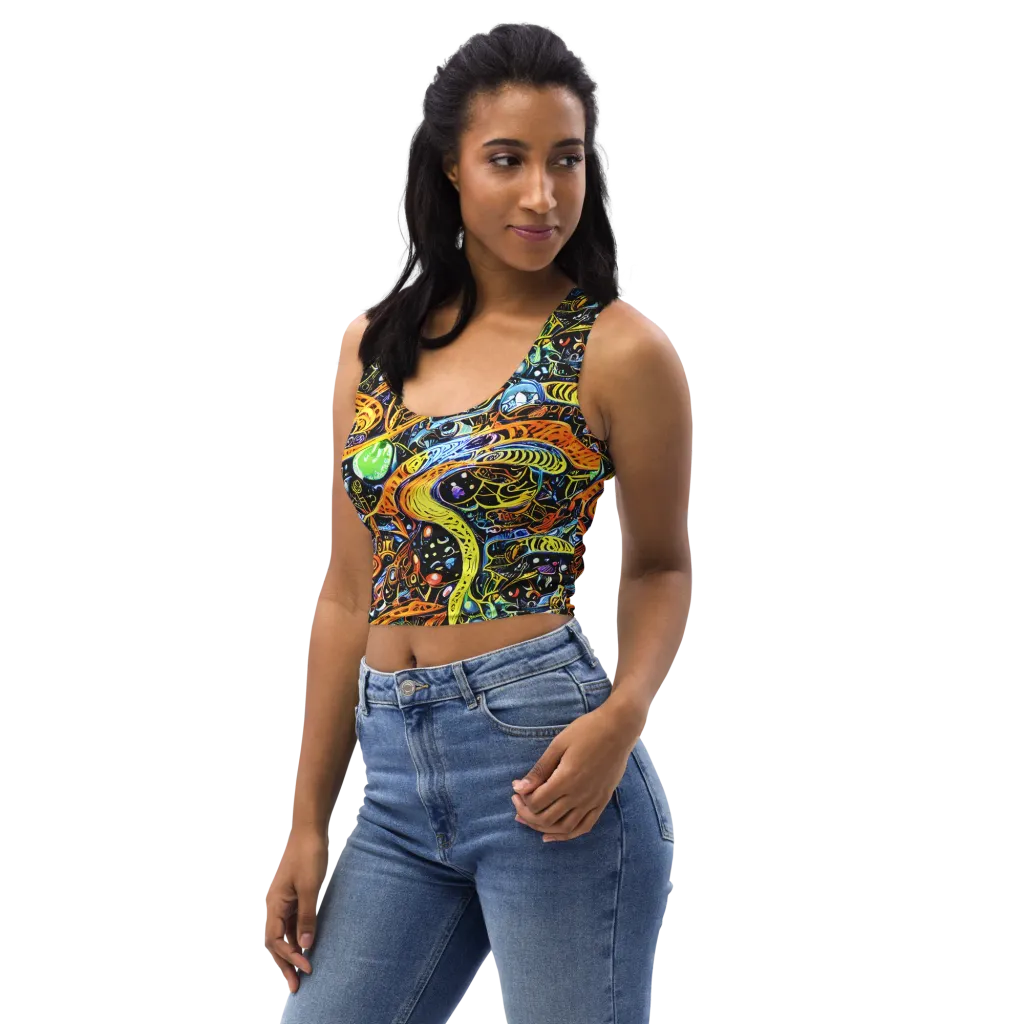 Blacklight Odyssey on Crop Top — Left Front