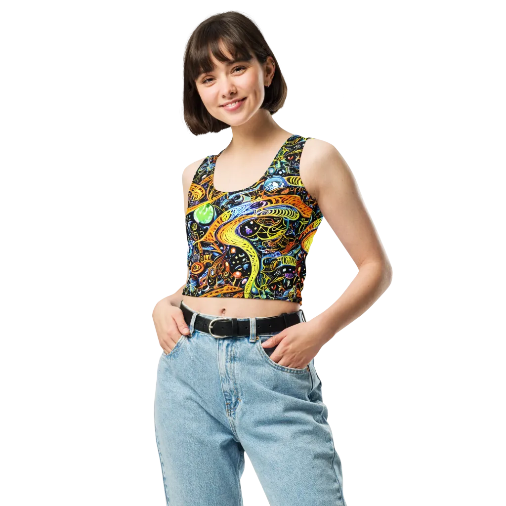 Blacklight Odyssey on Crop Top — Front