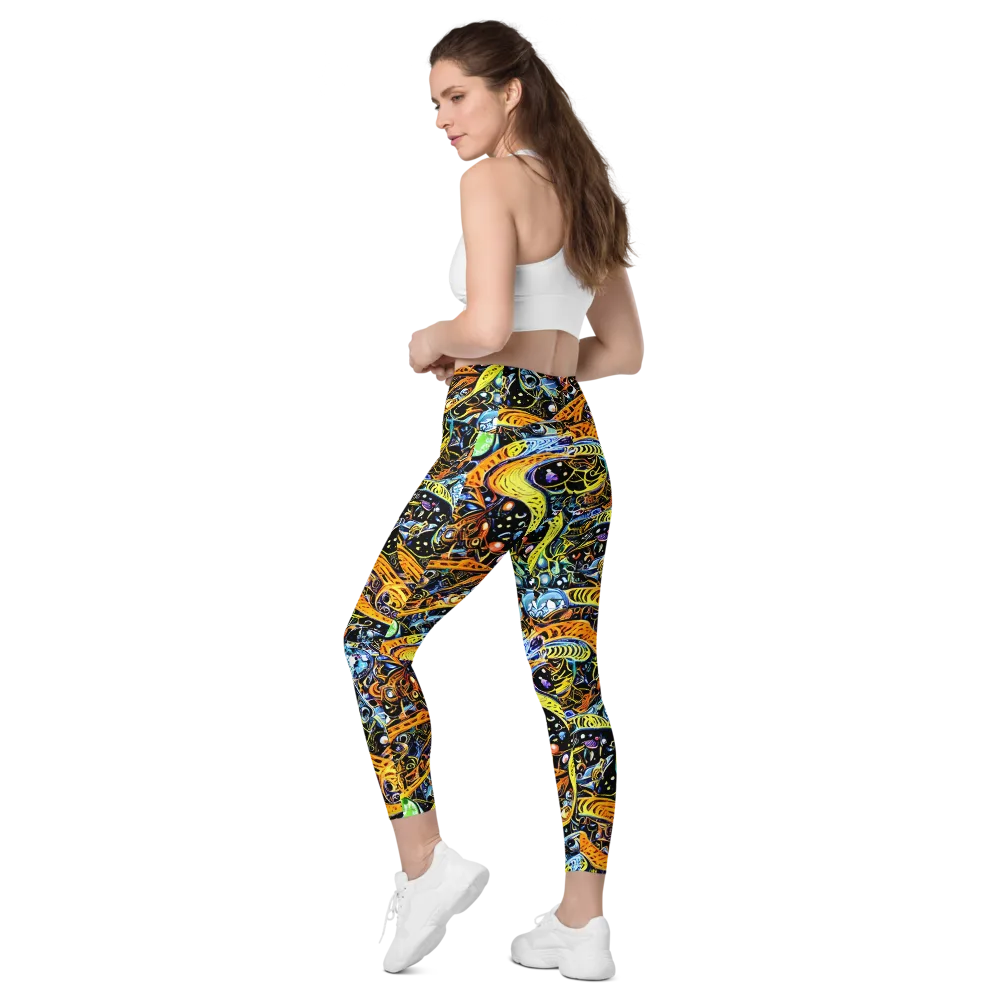 Blacklight Odyssey on Leggings with Pockets — Left Back