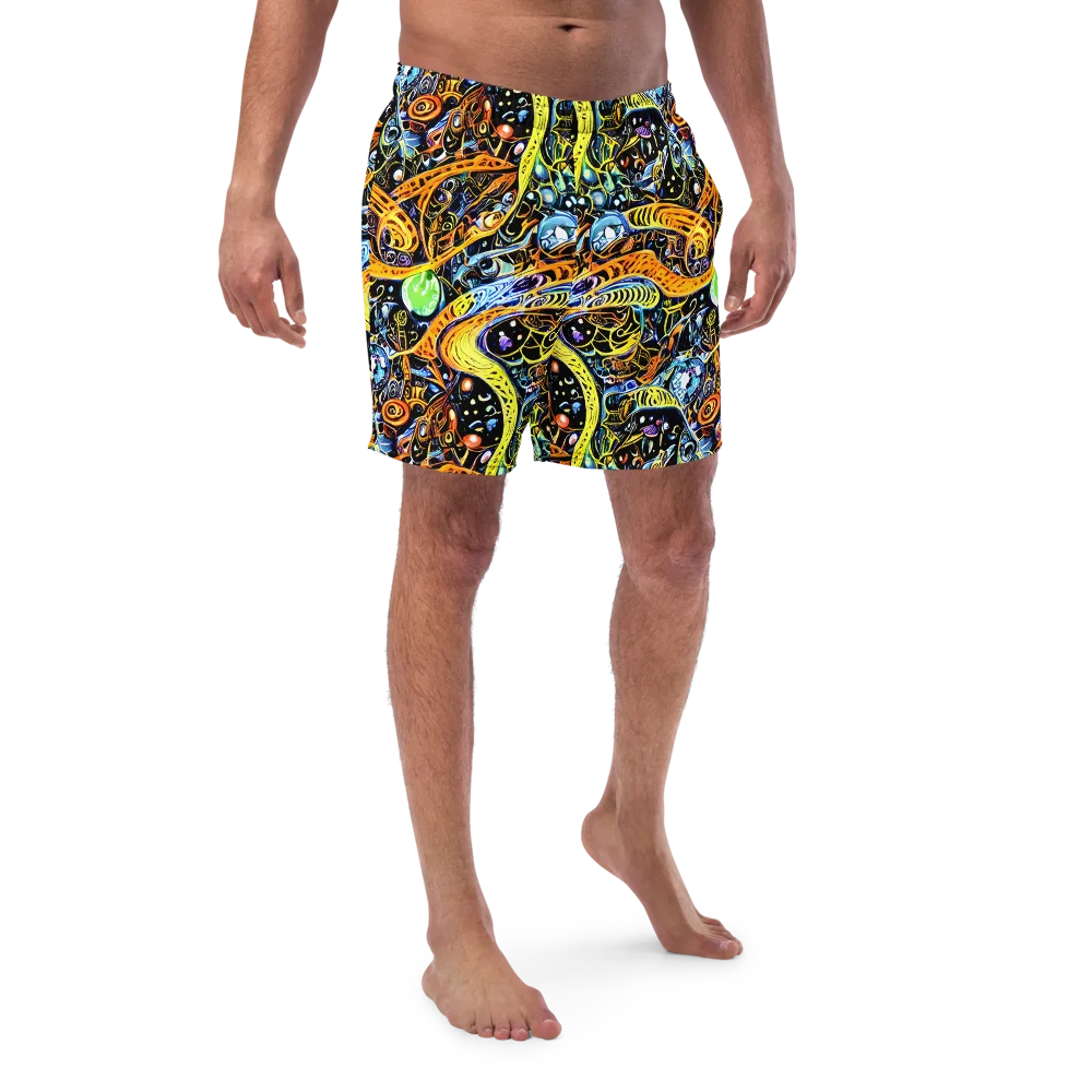 Blacklight Odyssey on Swim Trunks — Front