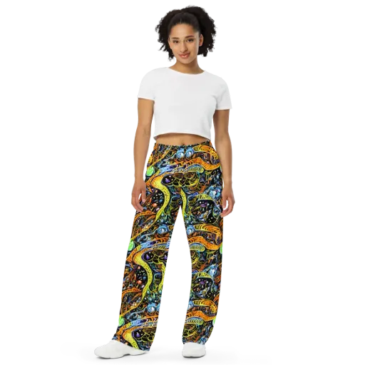 Blacklight Odyssey on a Wide-Leg Pants
