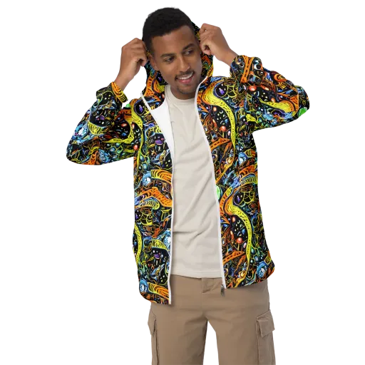 Blacklight Odyssey on a Men's Windbreaker