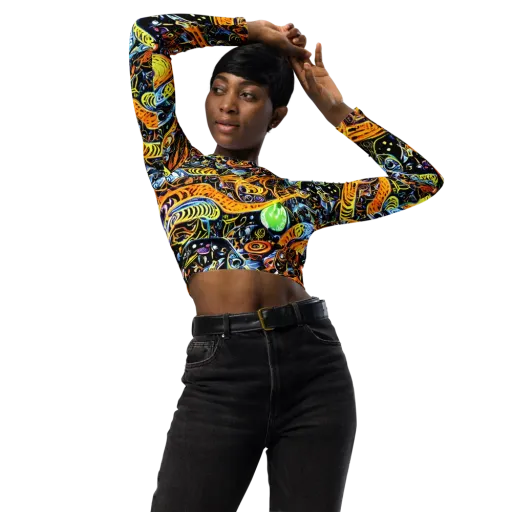 Blacklight Odyssey on a Long Sleeve Crop Top
